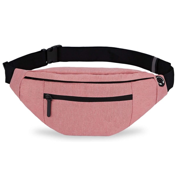 Stor Messenger Fanny Bag med glidelåslomme pink