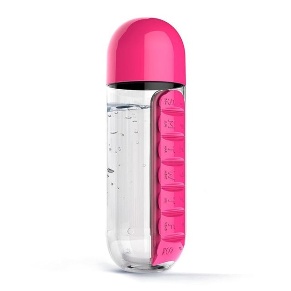 600ML plastik Pille Organizer Flaske Bærbar Rejse pink