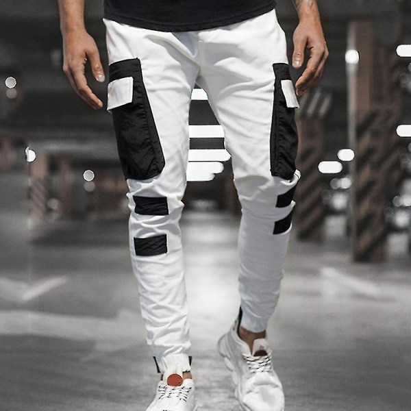 Miesten vapaa-ajan housut Jogging Jogrs Combat Tracksuit Bot Pants CMK White L