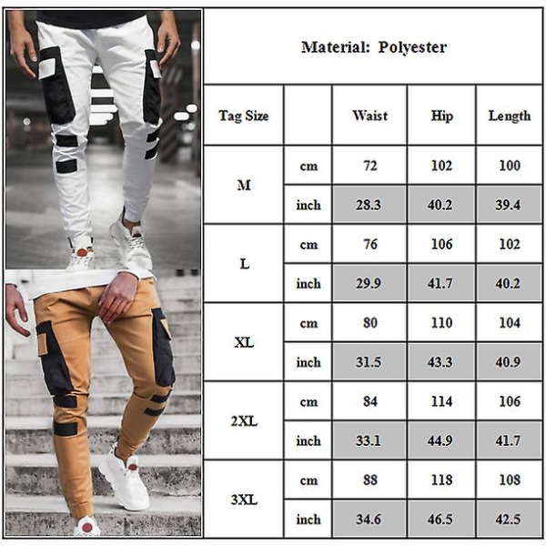 Men's Colorblock Cargo Jogger Pants Khaki 3XL