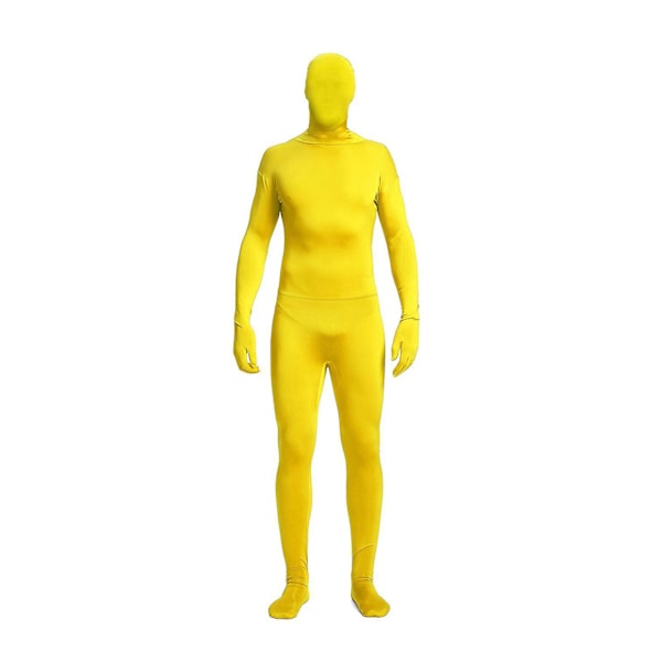 Festkostume Invisible Morph Suit Voksen Herre Dame Fuld Gul Yellow 150CM