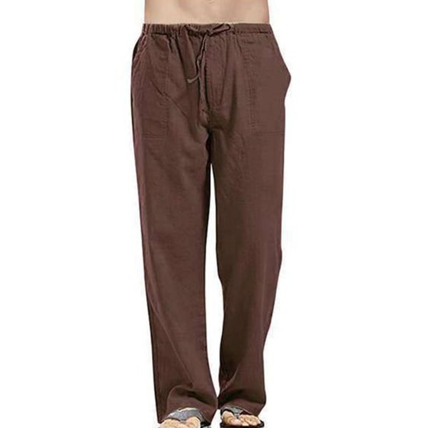 Mænd Drenge Casual Daily Bukser Ensfarvede Simple Design Bukser Til Mænd Mænd Unge Drenge Daily Wear CMK Brown 4XL