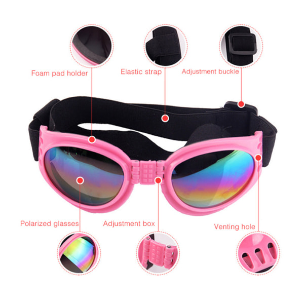 Pet Solbrille Med Strap, Hunde UV Briller Hagerem Justerbar