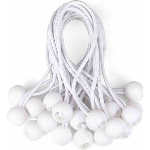20 pcs Tarp Tensioners Ball Bungee Bungee Bungee Rubber Tensioner for Banner, Tarp, Pavilion, Tent, Curtains Extension Harness, Tarp Support White