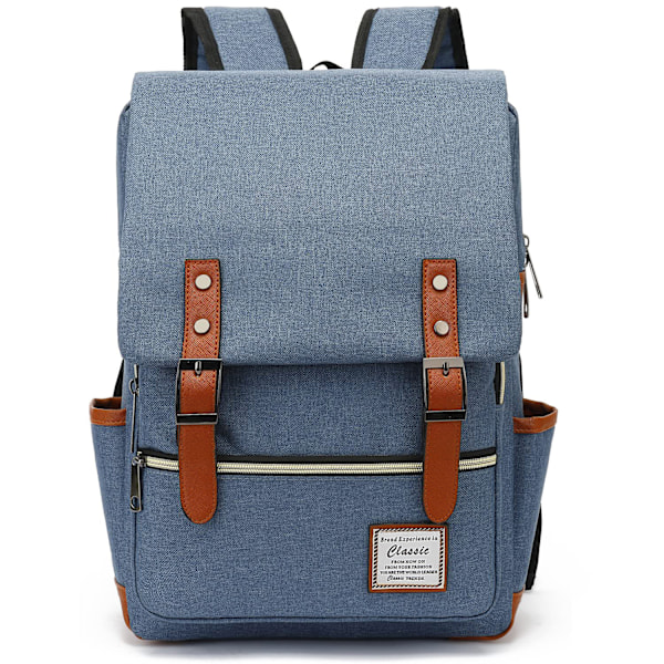 Unisex Canvas-reppu Kannettavalle Tietokoneelle Koululaukku Takaisin Kouluun blue