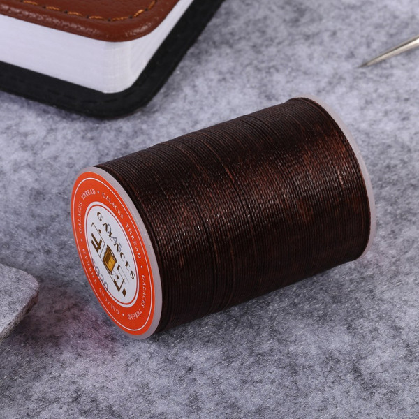 【Lixiang Store】 160 m/rulla 0,45 mm polyesterinahka ompelu pyöreä vahattu lanka nauha tee-se-itse käsityöt (ruskea) Brown
