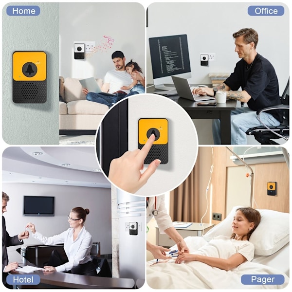 D30 Trådløs Voice Intercom Dørklokke Volumen Justerbar Tovejs Tale Yellow Gul
