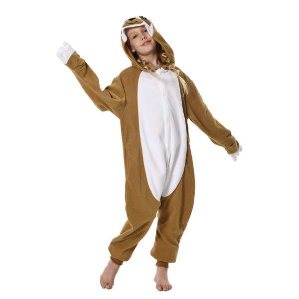 Unisex-lasten Onesie-pyjaman pehmoasu Söpö Halloween-asu K Brown Sloth 115