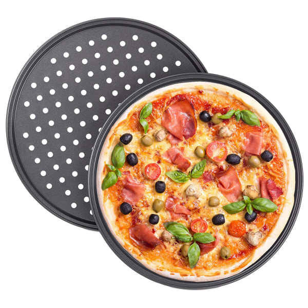 Pizzapanna Rund Set med 2 non-stick kolstål