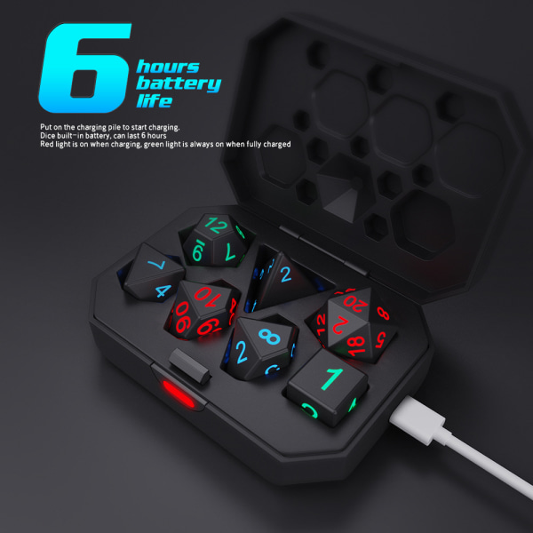 7 stk/sæt The Electronic Dice Glow LED-terninger 7 luminous dice