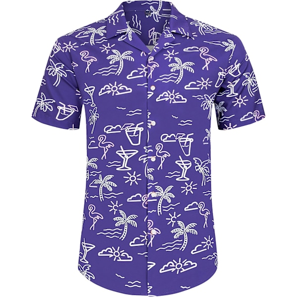 Miesten Havaiji-paita ja shortsit -setti Regular Fit lyhythihainen rento funky ranta flamingo paita setti L L Navy