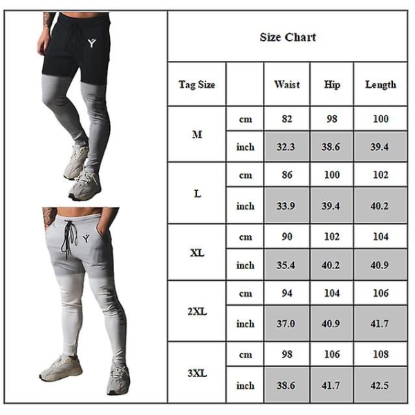 Men's Long Colorblock Slim Fit Track Pants Grey L