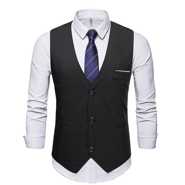 Miesten puku liivi Hihaton Tuxedo-liivi CMK Black 4XL