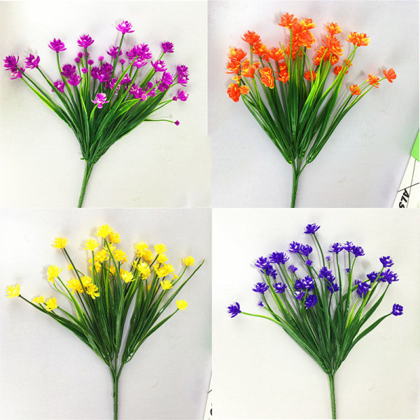 8 bundter udendørs kunstige falske blomster UV-resistente buske planter