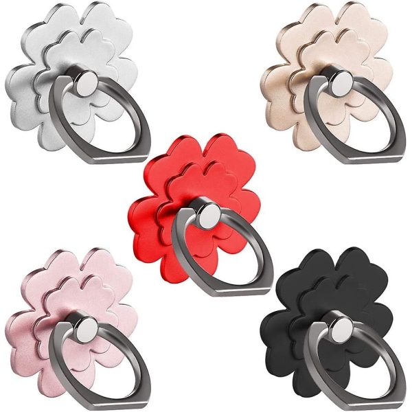 5st 360 Rotations Metall Universal Finger Ring Grip Stand Hållare pink