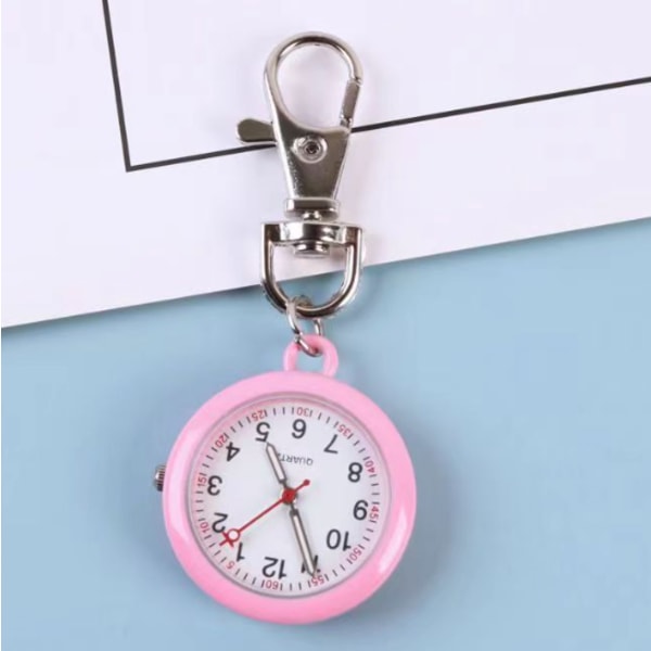 2 kpl Taskukello Avaimenperä Kellot Soljella Riipus Avaimenperä Rannekello Sairaanhoitajakellot Naisille Miehille pink