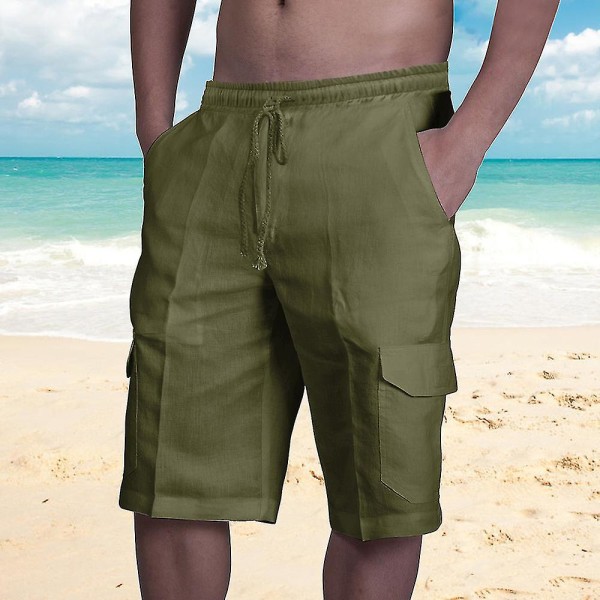 Cargo-shorts med elastik i taljen til mænd Green 3XL