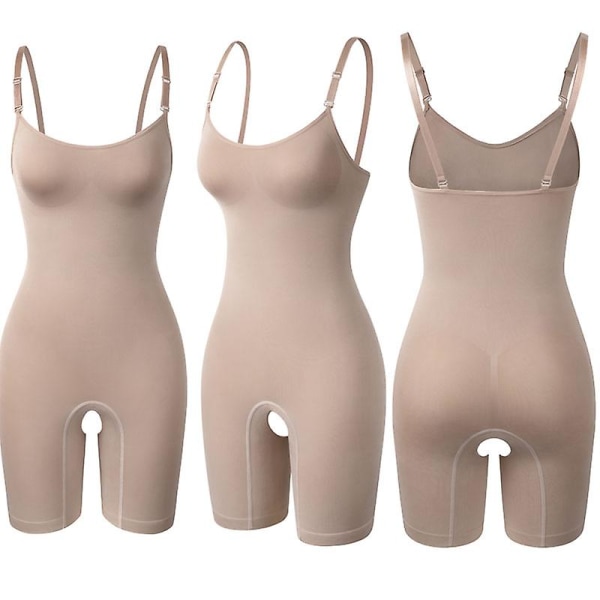 Bodysuit Shapewear Kvinner Full Body Shaper Magekontroll Slankeskjede Rumpeløfter Push Up Lår Slankere Mageformere Korsett CMK Beige S