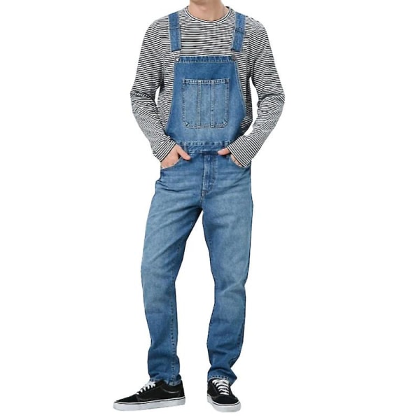 løse denim overalls til mænd Dark Blue 3XL