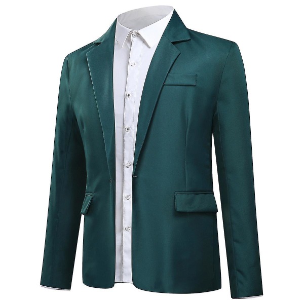 Mænds Single Breasted Casual Suit Topjakke 6 farver CMK Dark Green XS