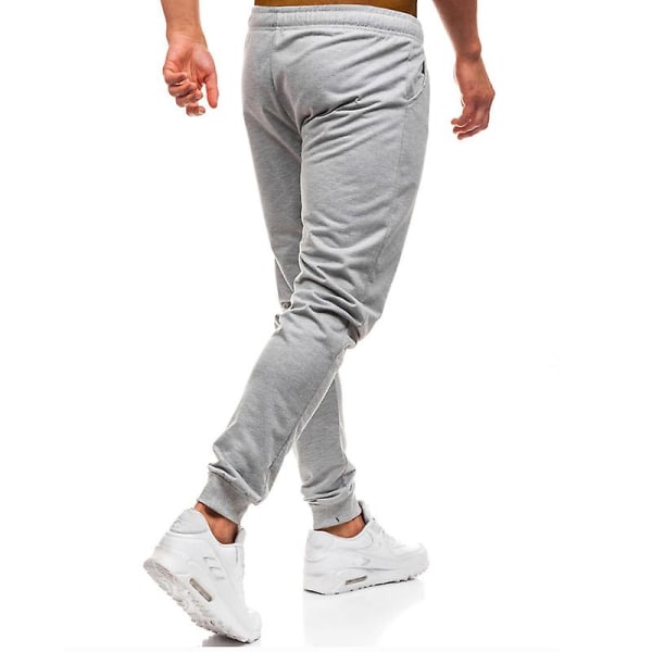 Men's Solid Elastic Drawstring Sweatpants Light Gray 2XL