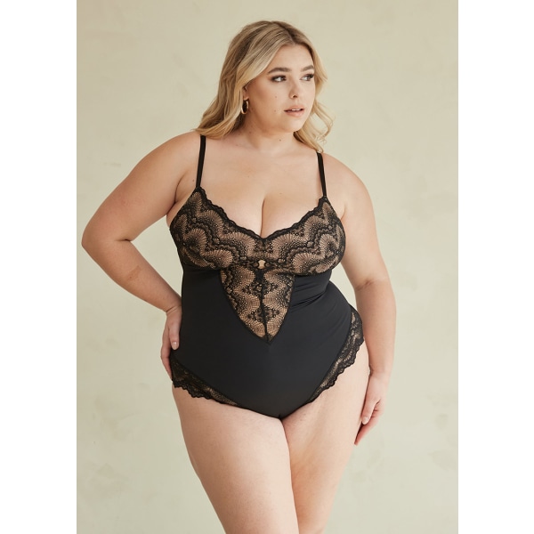 Blonde Bodysuit Kvinder Shapewear V-hals Rygløs Camisole Slankere Black M