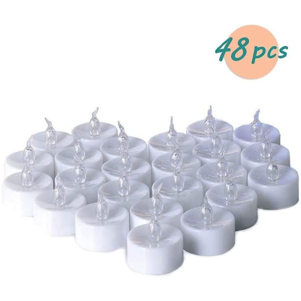 48 kpl Liekitöntä Led-kynttilä-vilkkuvaa efektiä - Lämmin valkoinen