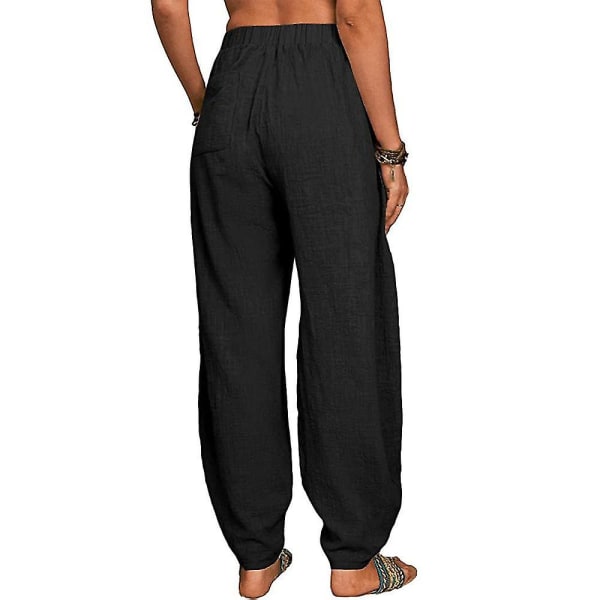 Women Plain Loose Baggy Long Harem Pants Casual Trousers Black L