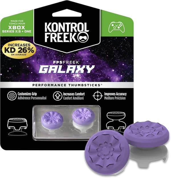 FPS Freek Galaxy Purple til Xbox One og Xbox Series X-controller | 2 performance-tommelfingergreb | 1 høj, 1 medium