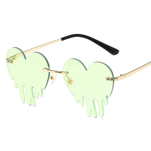 Drypende hjerteformede solbriller til kvinder Briller Trendy Party Green