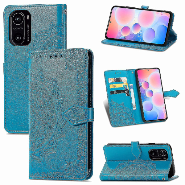 Xiaomi Poco F3 etui Lædercover Magnetic Flip Protection-Blå
