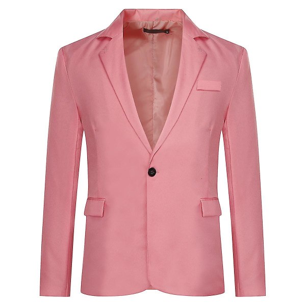 Mænds Single Breasted Casual Suit Topjakke 6 farver CMK Pink 3XL