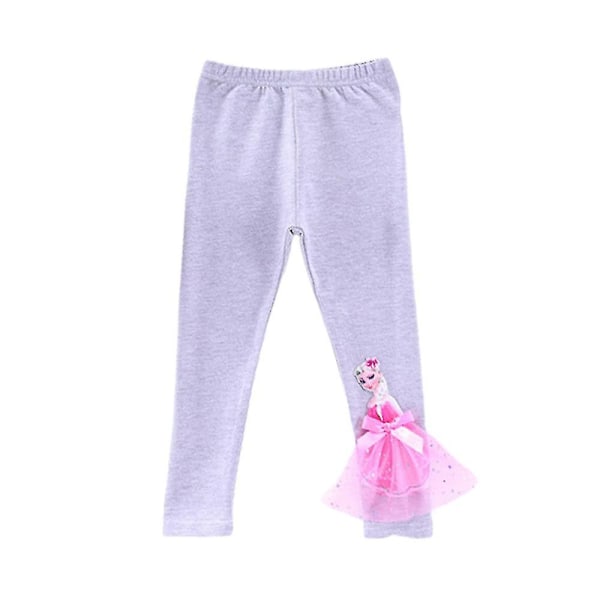 kids princess print leggings Grey - Pink Elsa 6-7Years