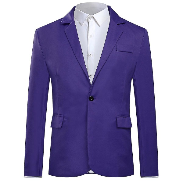 Mænds Single Breasted Casual Suit Topjakke 6 farver CMK Purple XS