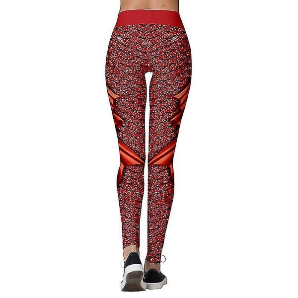 Fg-kvinder juleleggings Løbeyogabukser Stretchbukser CMK Red L