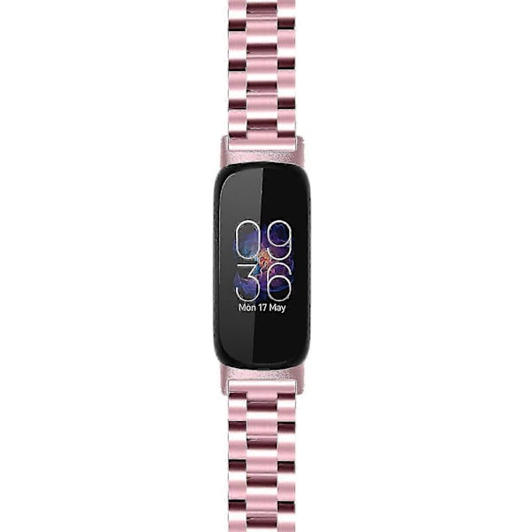 Armbånd til Fitbit Inspire 3 Rustfrit Stål 3 Perler Erstatningsarmbånd til Smartwatch Rose Pink