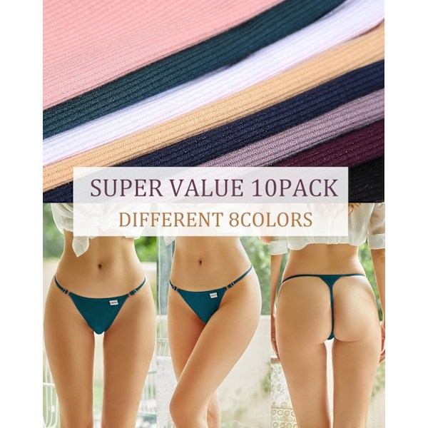 10 kpl säädettäviä G-string -alushousuja naisille, seksikkäät alusvaatteet Setc-10pack Setc-10pack XL