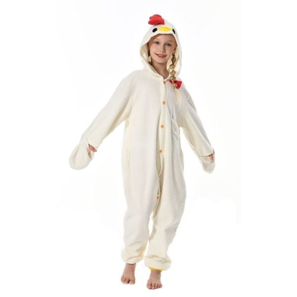 Unisex børne onesie pyjamas plys kostume Sødt Halloween kostume K White Chicken 85