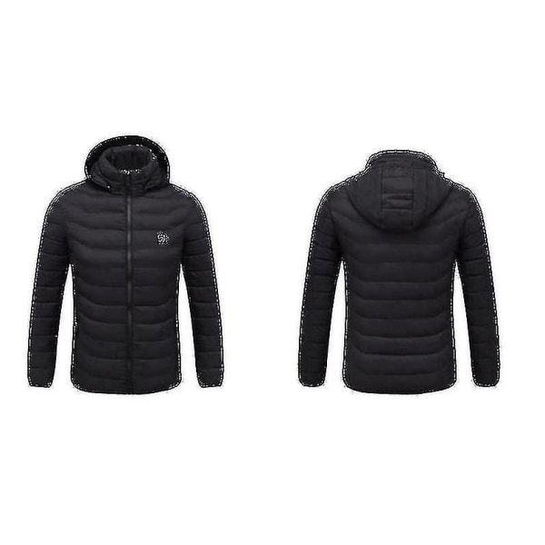 Opvarmet jakke, Vinter Udendørs Varm Elvarme Frakke, 8 Varmezoner CMK Black 2XL