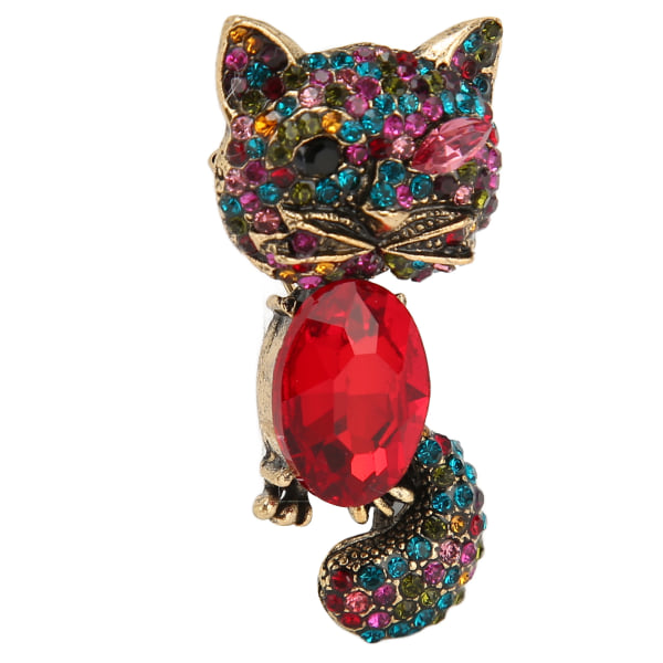 Cat Brooches Vintage Crystal Lovely Animal Rhinestone Cat Brooch Pin for Women Men Gifts