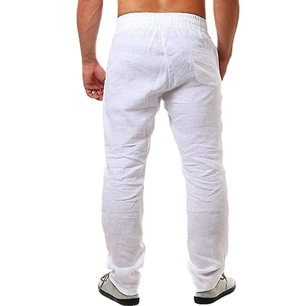 Herre bomull linbukser herre høst ny pustende ensfarget linbukser Fitness Streetwear S-3xl CMK L 70-80 KG white