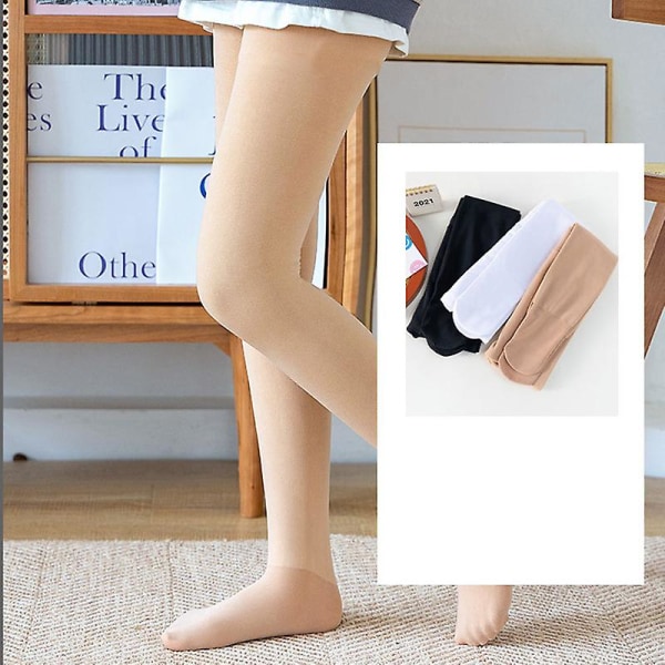 Paksut leggingsit tytöille joustavat fleece-tanssihousut Mukavat hengittävät yksiosaiset housut syksyn talveen CMK Skin Color XL