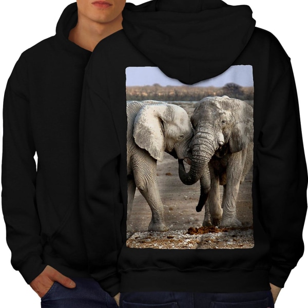 Elephant Love Wild Men BlackHoodie Back | Wellcoda CMK Black 3X-Large