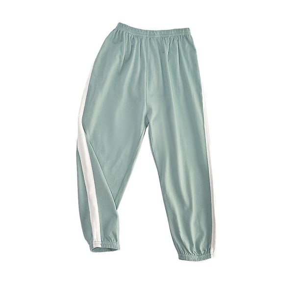 Children's Unisex Striped Loose Lounge Pants Light Green 9-10 Years