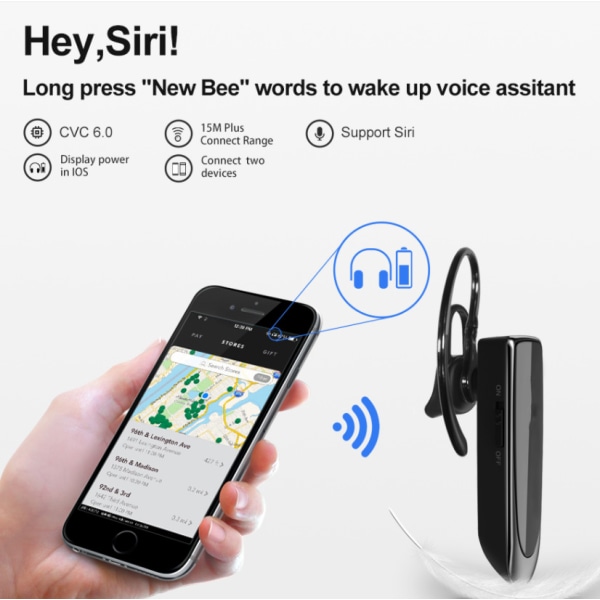 On-ear trådlöst Bluetooth -headset black