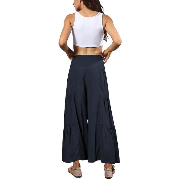 women's high waist culottes Navy Blue XL