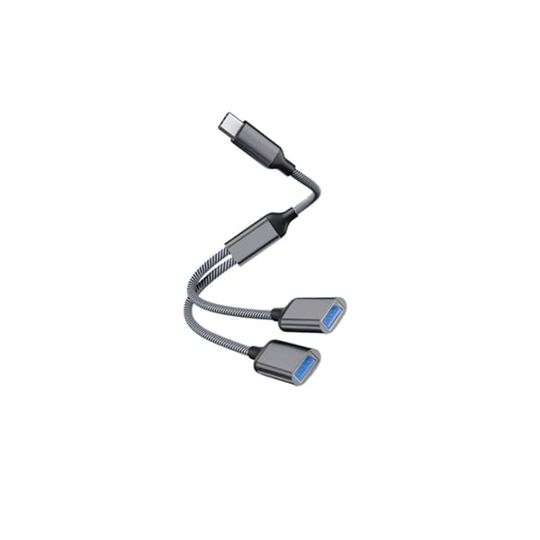 Typ-C - Kaksois-USB 2.0 -sovitin Grå Grå