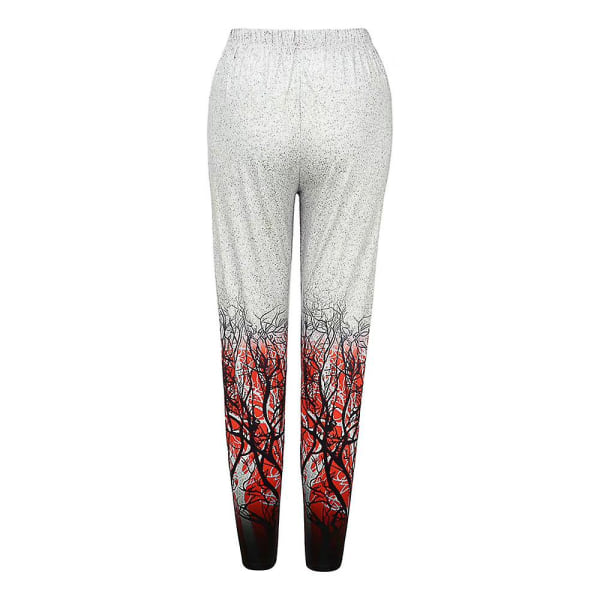 Leggings med floral elastisk midje for kvinner Red S