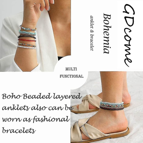 Boho Beads Multilayered Women Ankel Armband Beaded