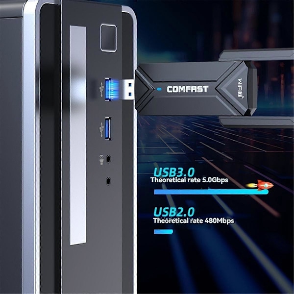 WiFi7 USB-sovitin BE6500 WiFi-kortti USB 3.0 WiFi 7 verkkosovitin langaton adapteri PC-kannettavalle